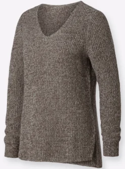 Langarm-Pullover in Rippenstrick