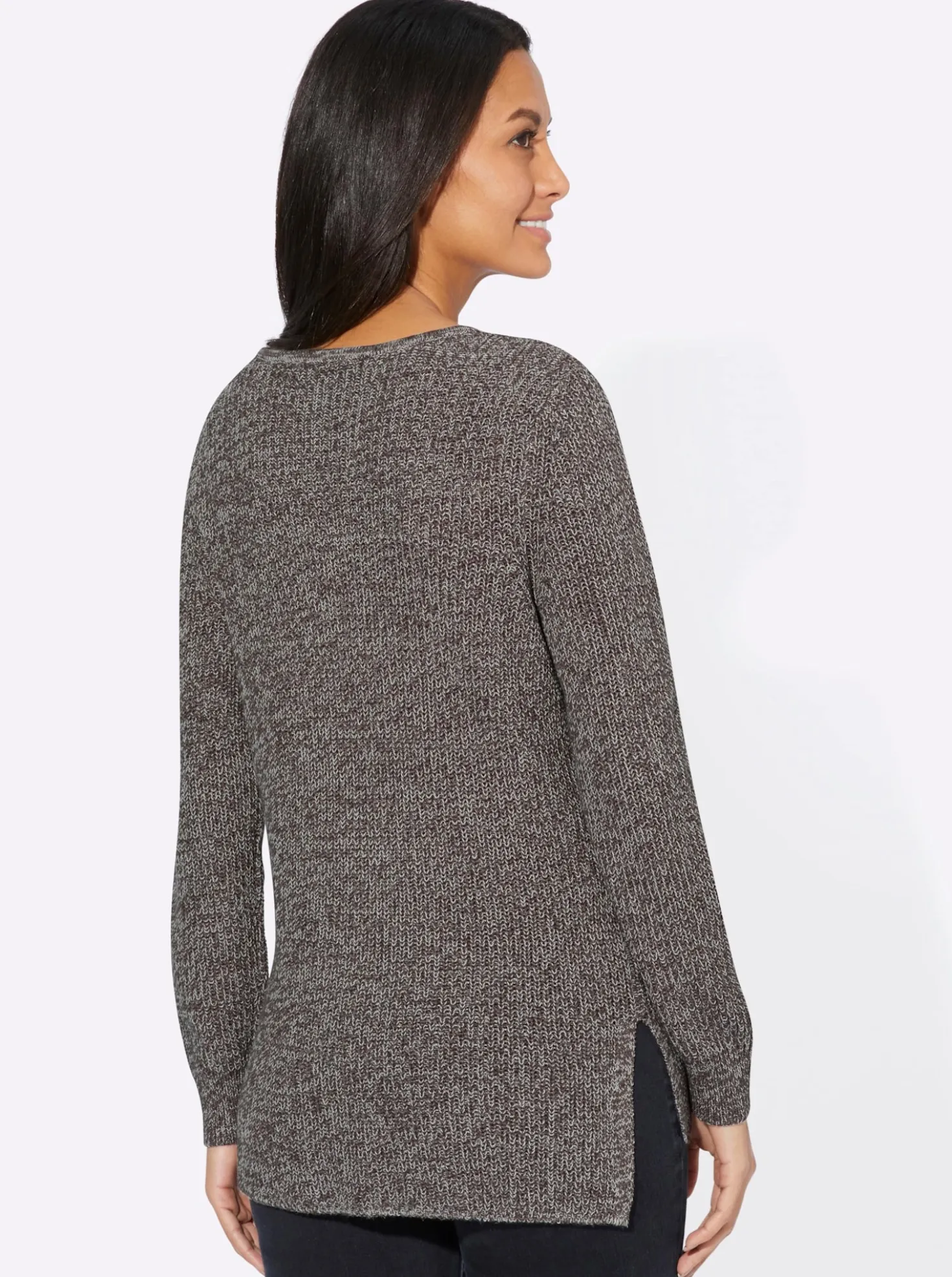 Langarm-Pullover in Rippenstrick