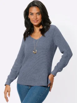 Langarm-Pullover in Rippenstrick