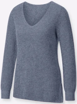 Langarm-Pullover in Rippenstrick