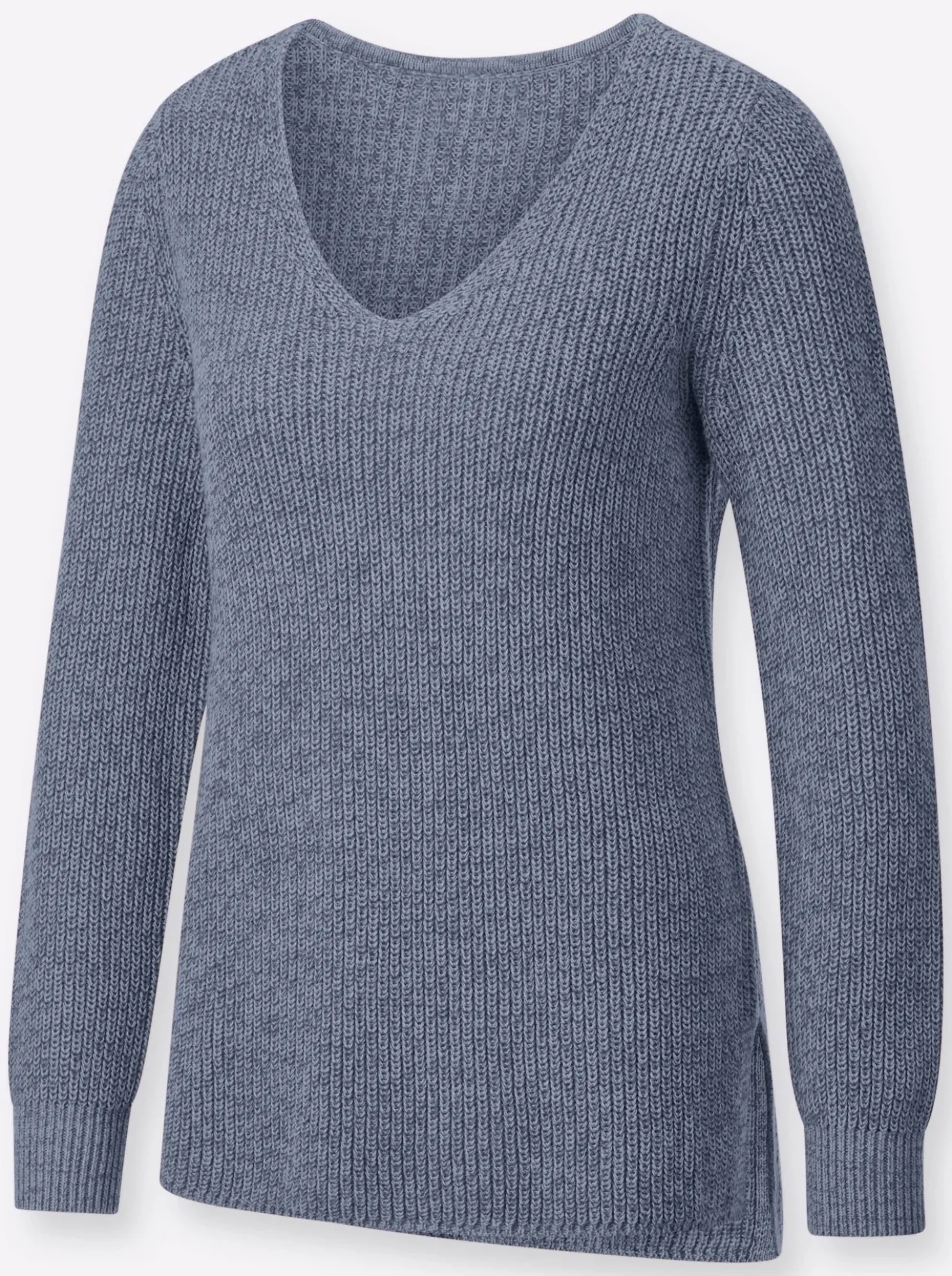 Langarm-Pullover in Rippenstrick