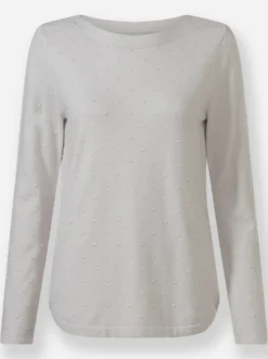 Langarm-Pullover mit abgerundetem Saum