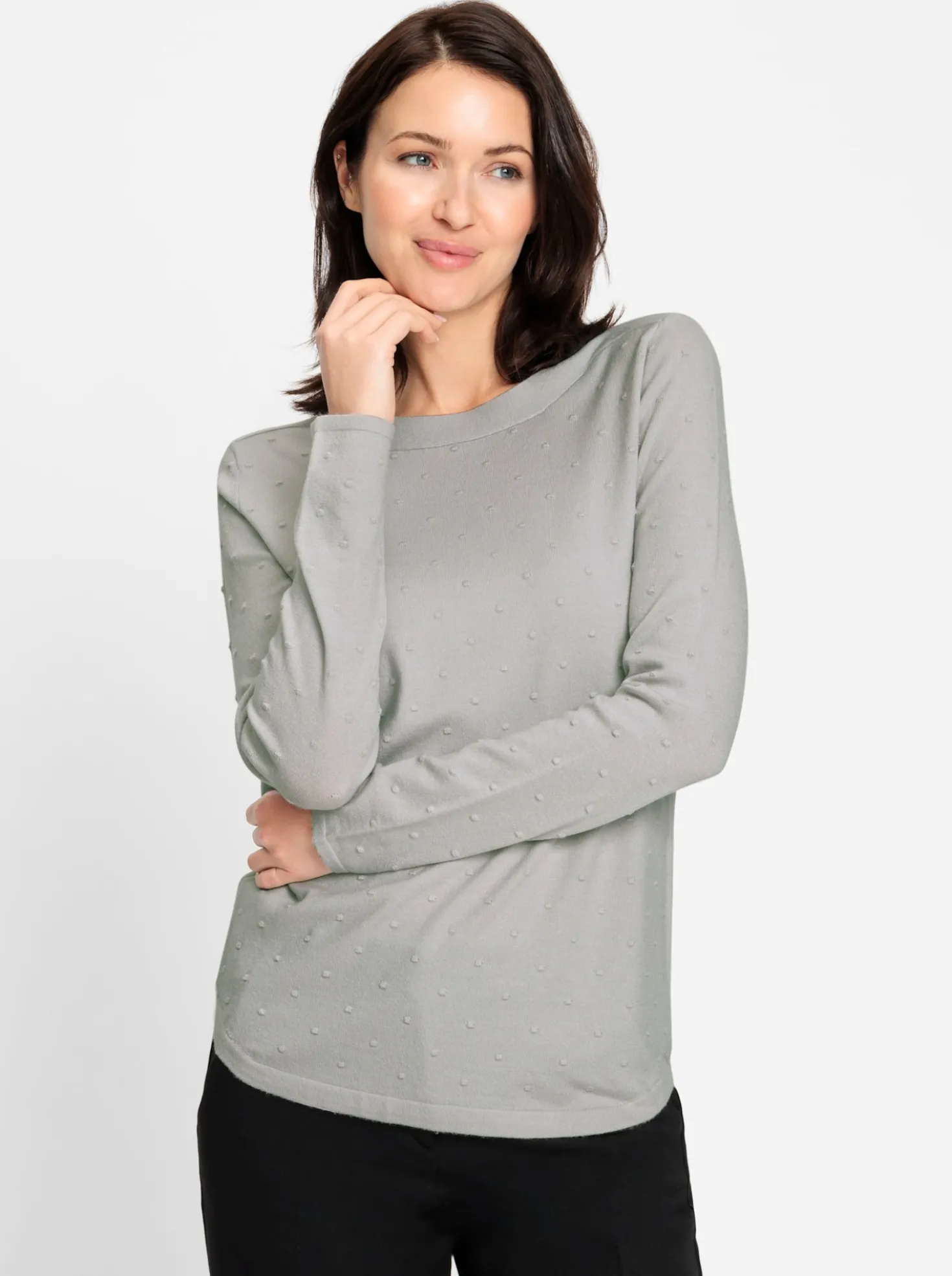 Langarm-Pullover mit abgerundetem Saum