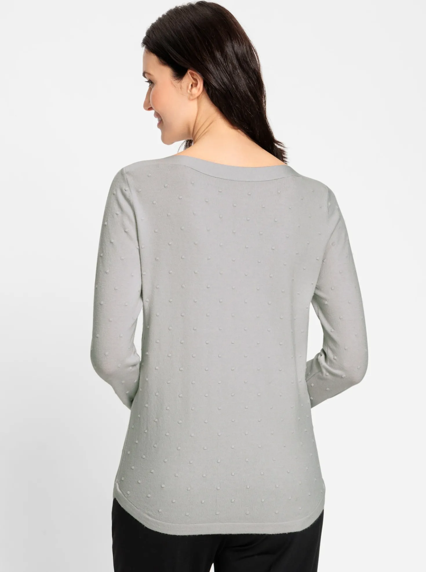 Langarm-Pullover mit abgerundetem Saum