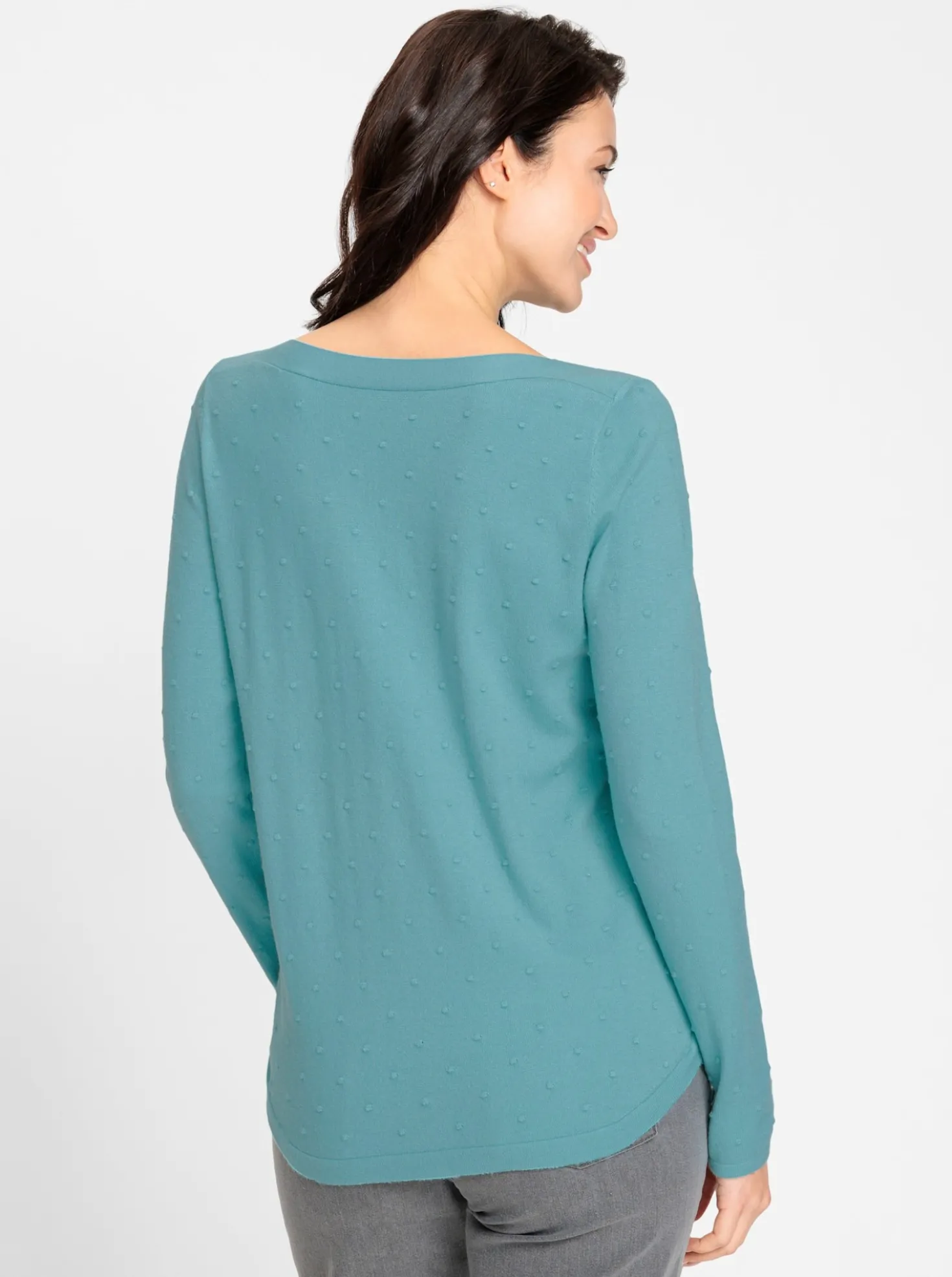 Langarm-Pullover mit abgerundetem Saum