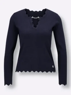 Langarm-Pullover mit abnehmbarer Spange