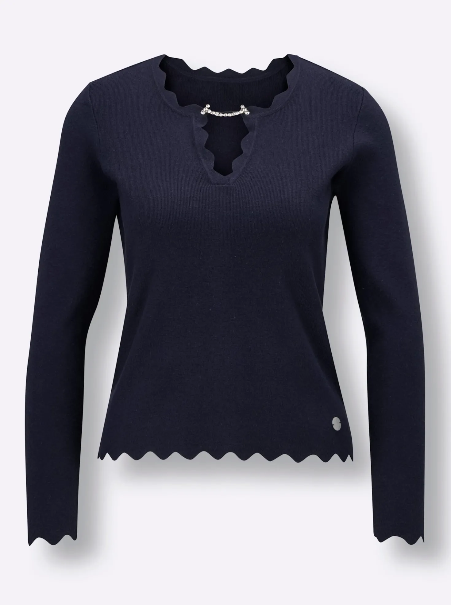 Langarm-Pullover mit abnehmbarer Spange