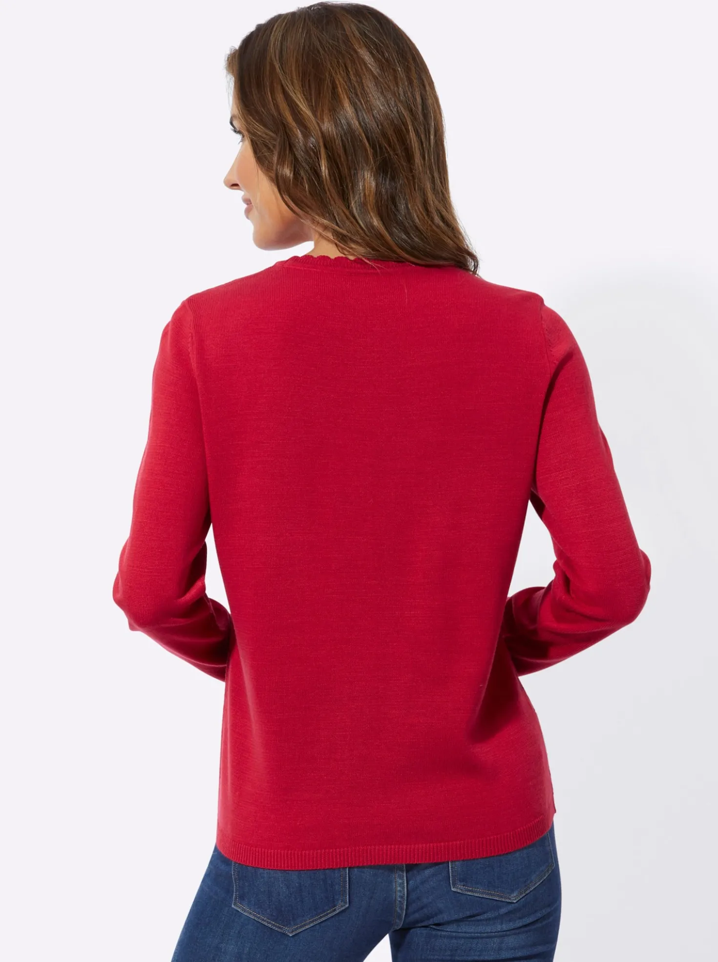 Langarm-Pullover mit Ajour-Herzchen-Muster