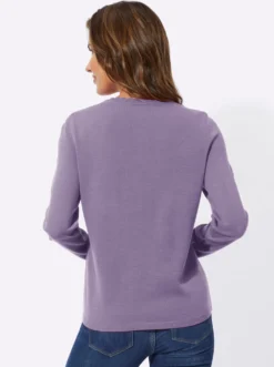Langarm-Pullover mit Ajour-Herzchen-Muster