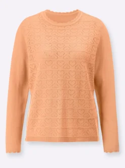 Langarm-Pullover mit Ajour-Herzchen-Muster