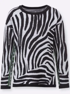 Langarm-Pullover mit Animal-Jacquard