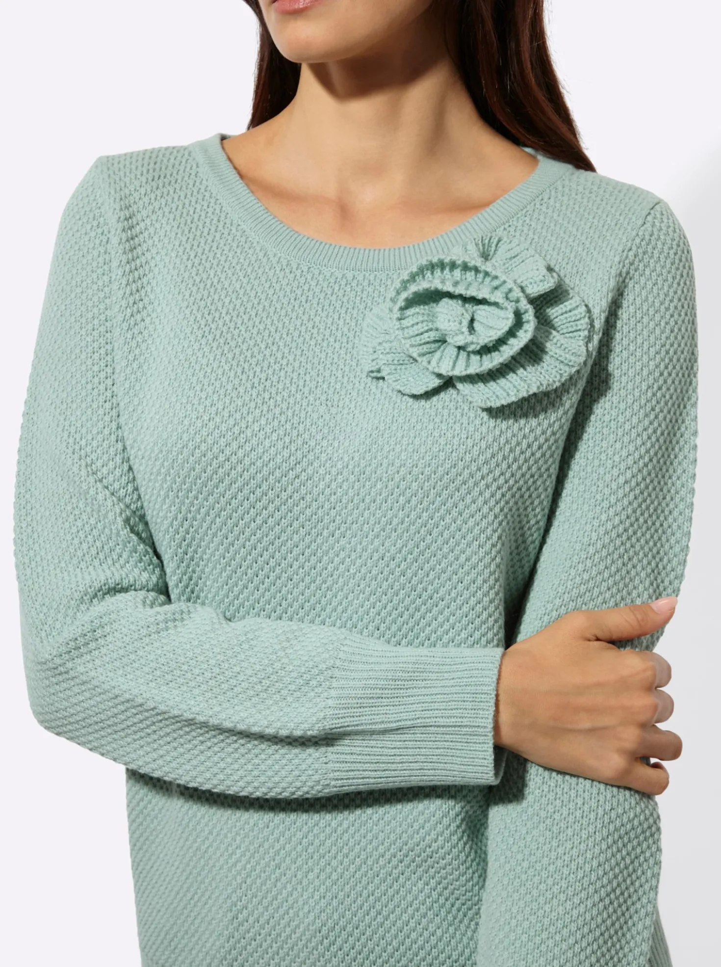 Langarm-Pullover mit Blüten-Applikation