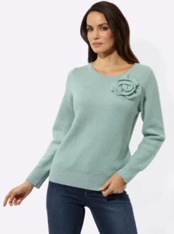 Langarm-Pullover mit Blüten-Applikation