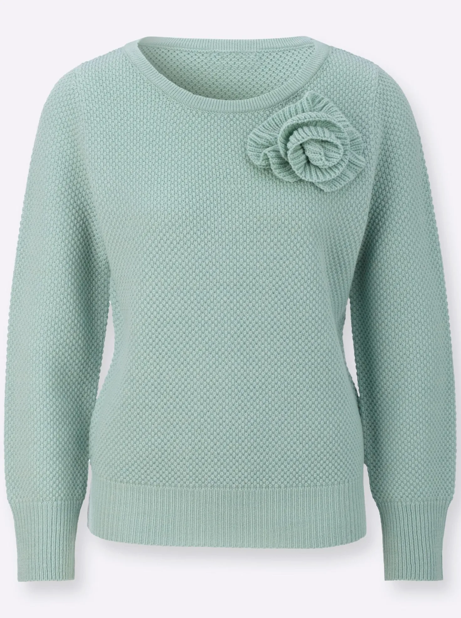 Langarm-Pullover mit Blüten-Applikation