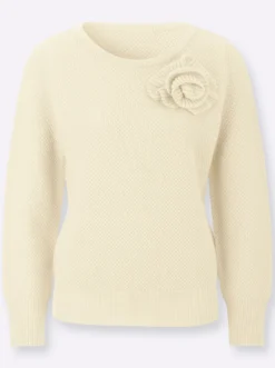 Langarm-Pullover mit Blüten-Applikation