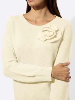 Langarm-Pullover mit Blüten-Applikation