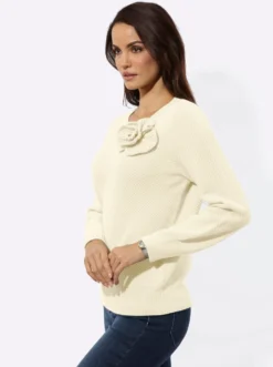 Langarm-Pullover mit Blüten-Applikation