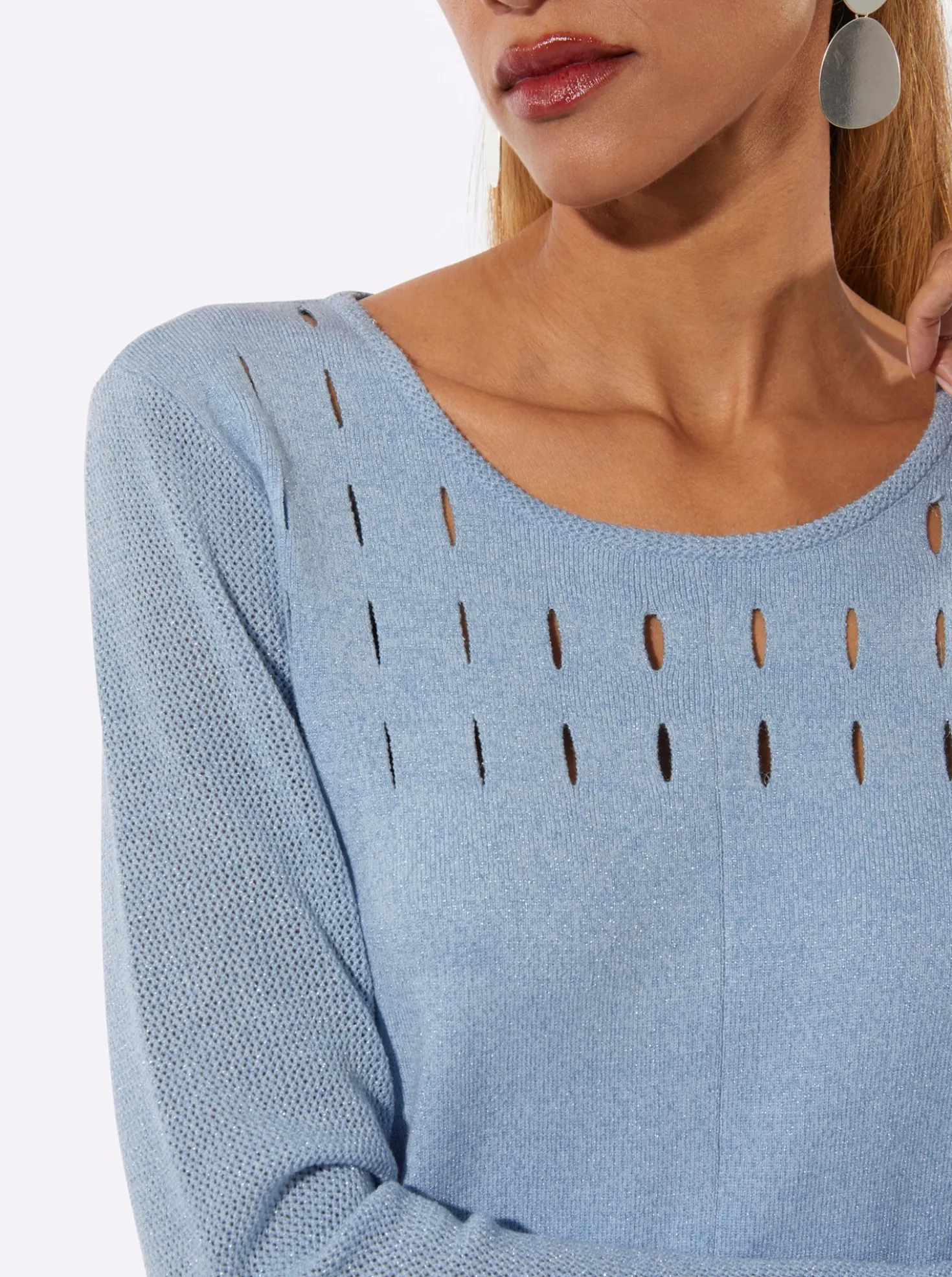 Langarm-Pullover mit Cut-Outs am Ausschnitt