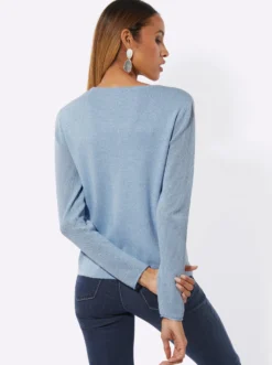 Langarm-Pullover mit Cut-Outs am Ausschnitt