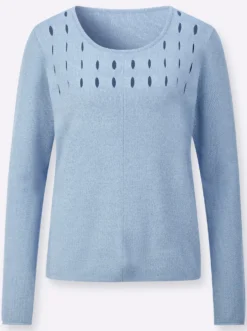 Langarm-Pullover mit Cut-Outs am Ausschnitt