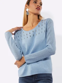 Langarm-Pullover mit Cut-Outs am Ausschnitt