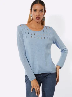 Langarm-Pullover mit Cut-Outs am Ausschnitt