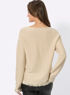 Langarm-Pullover mit Fransen-Abschlüssen