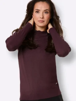 Langarm-Pullover mit gebogtem Saum