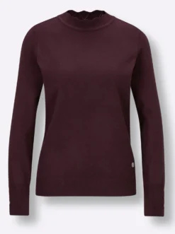 Langarm-Pullover mit gebogtem Saum