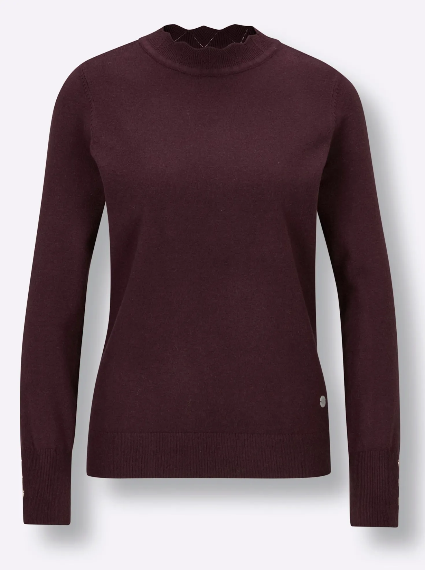 Langarm-Pullover mit gebogtem Saum