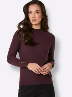 Langarm-Pullover mit gebogtem Saum