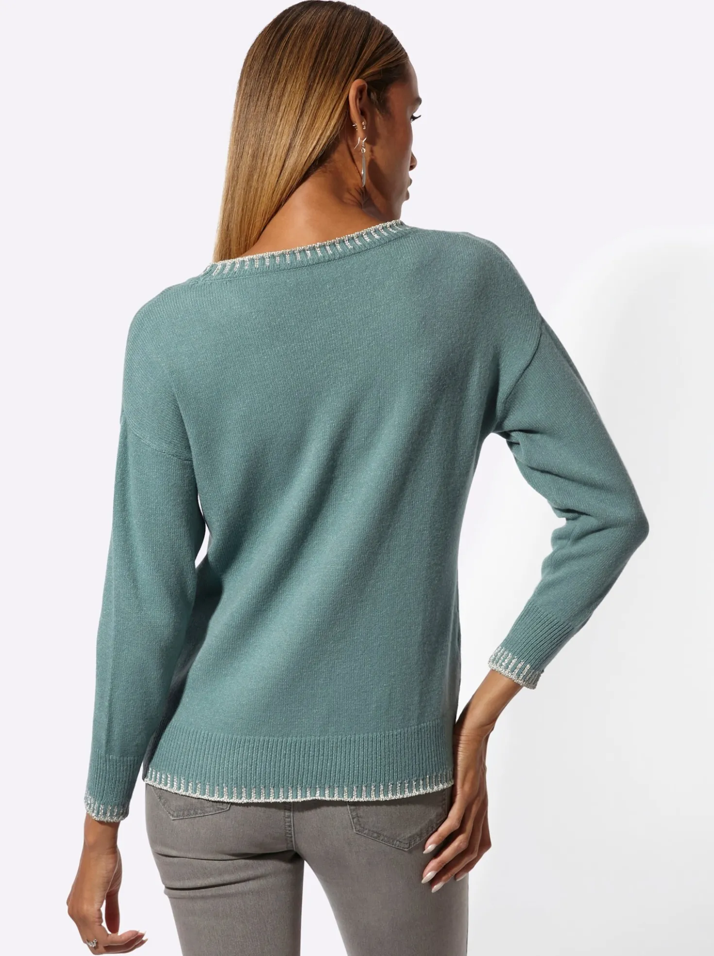 Langarm-Pullover mit Glanzgarn