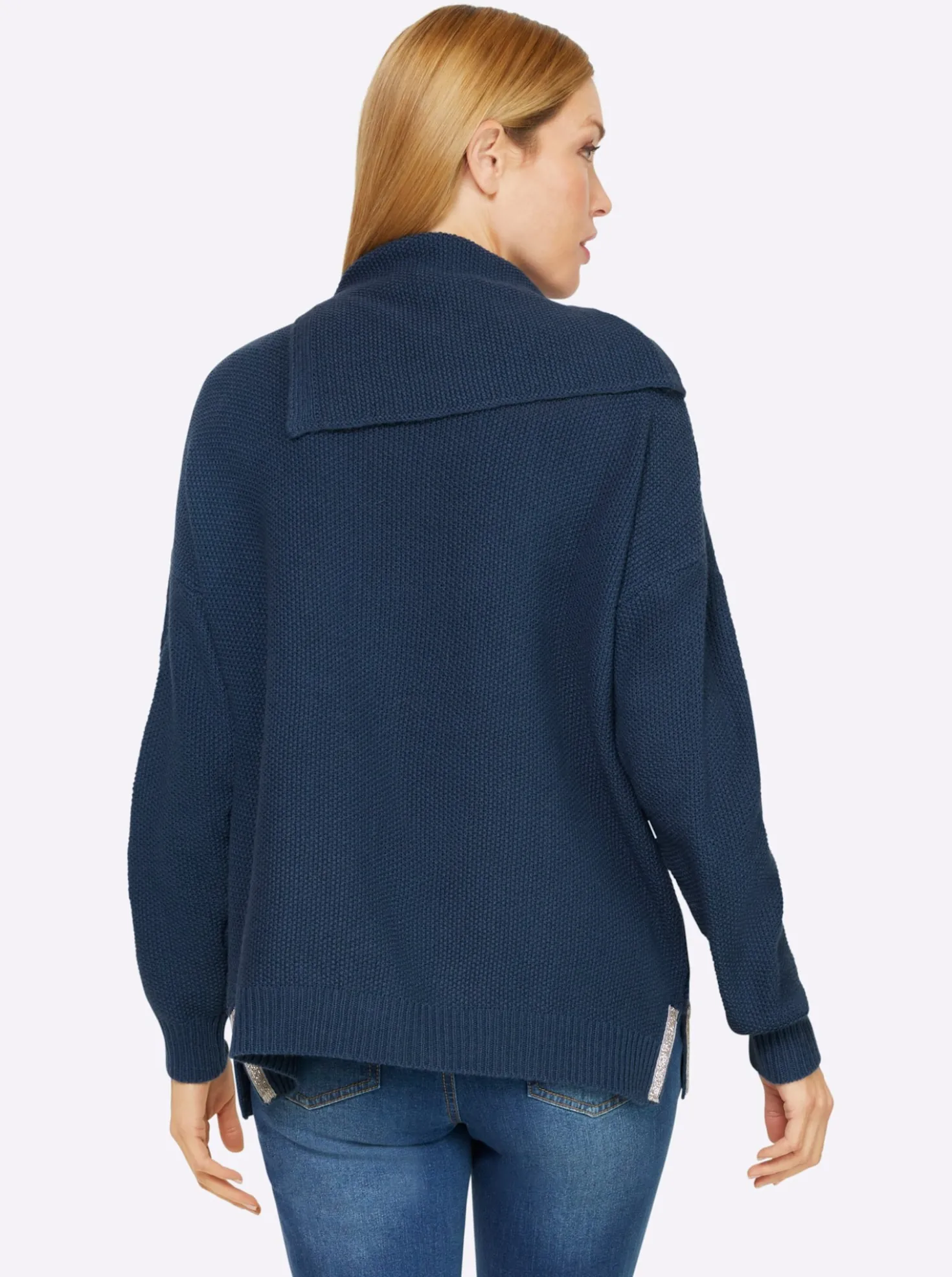 Langarm-Pullover mit Glitzersteinchen-Applikation