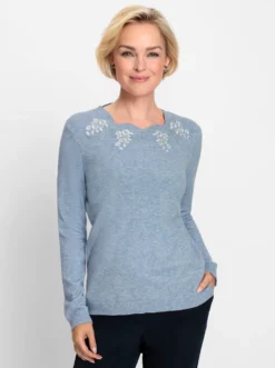 Langarm-Pullover mit Glitzersteinchen