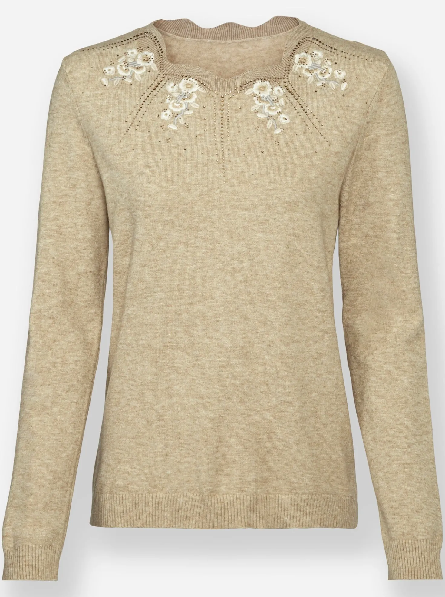 Langarm-Pullover mit Glitzersteinchen