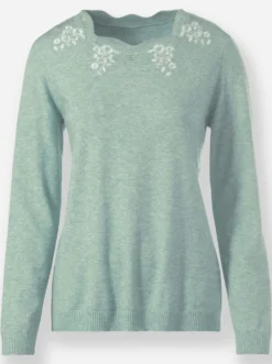 Langarm-Pullover mit Glitzersteinchen