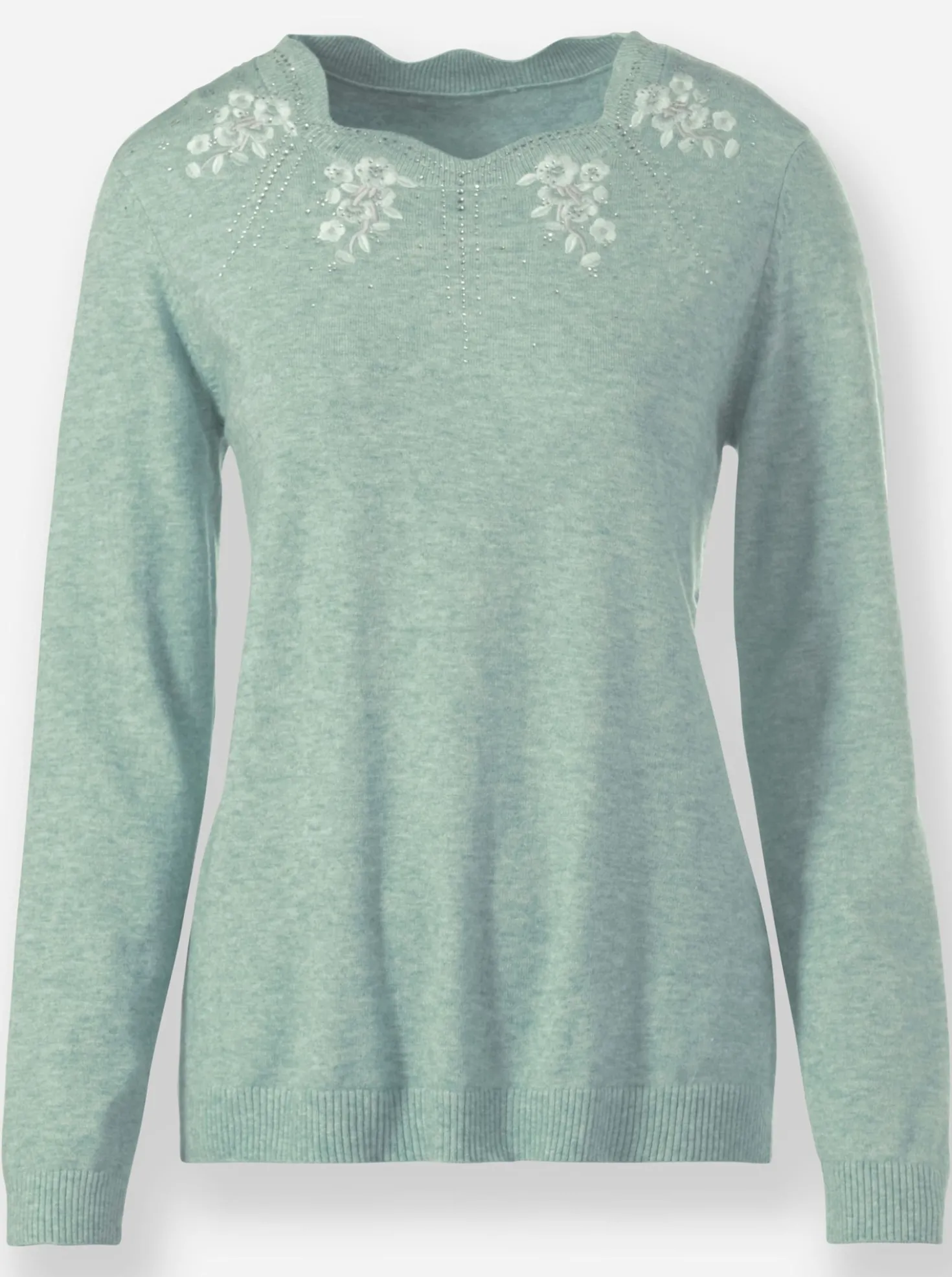 Langarm-Pullover mit Glitzersteinchen