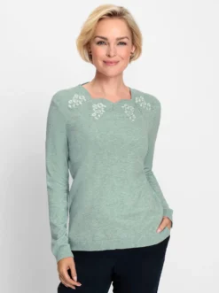 Langarm-Pullover mit Glitzersteinchen
