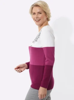 Langarm-Pullover mit platziertem Druck