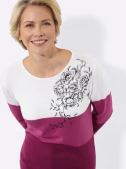 Langarm-Pullover mit platziertem Druck
