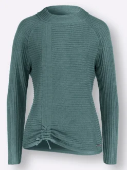 Langarm-Pullover mit Raffung am Saum