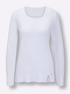 Langarm-Pullover mit seitlichem Schlitz