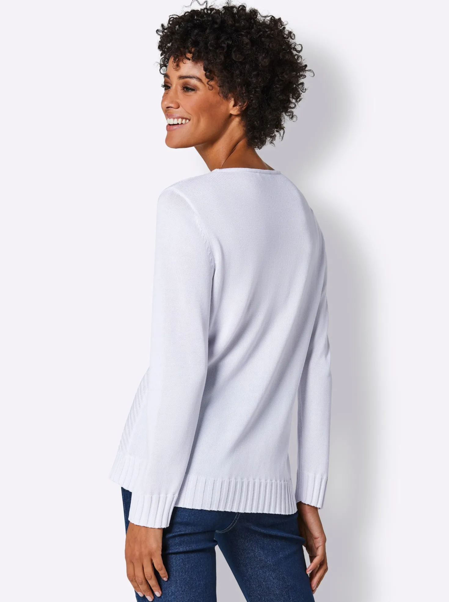 Langarm-Pullover mit seitlichem Schlitz