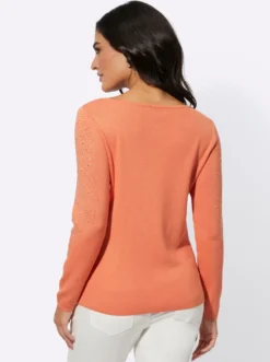Langarm-Pullover mit silberglänzenden Steinchen