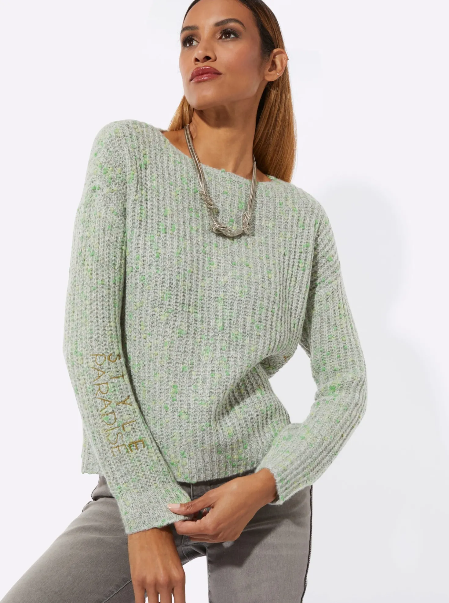 Langarm-Pullover mit Stickerei