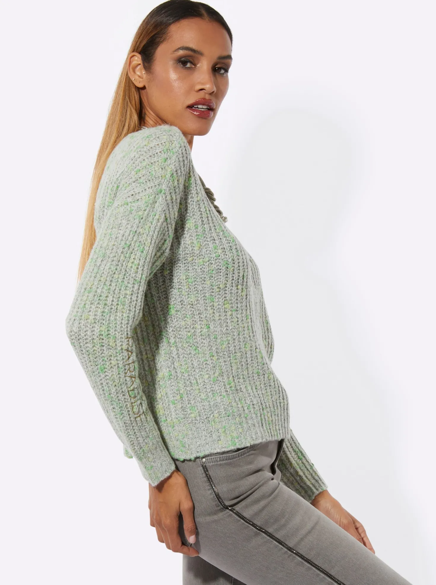 Langarm-Pullover mit Stickerei