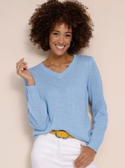 Langarm-Pullover mit Struktur-Strickmuster