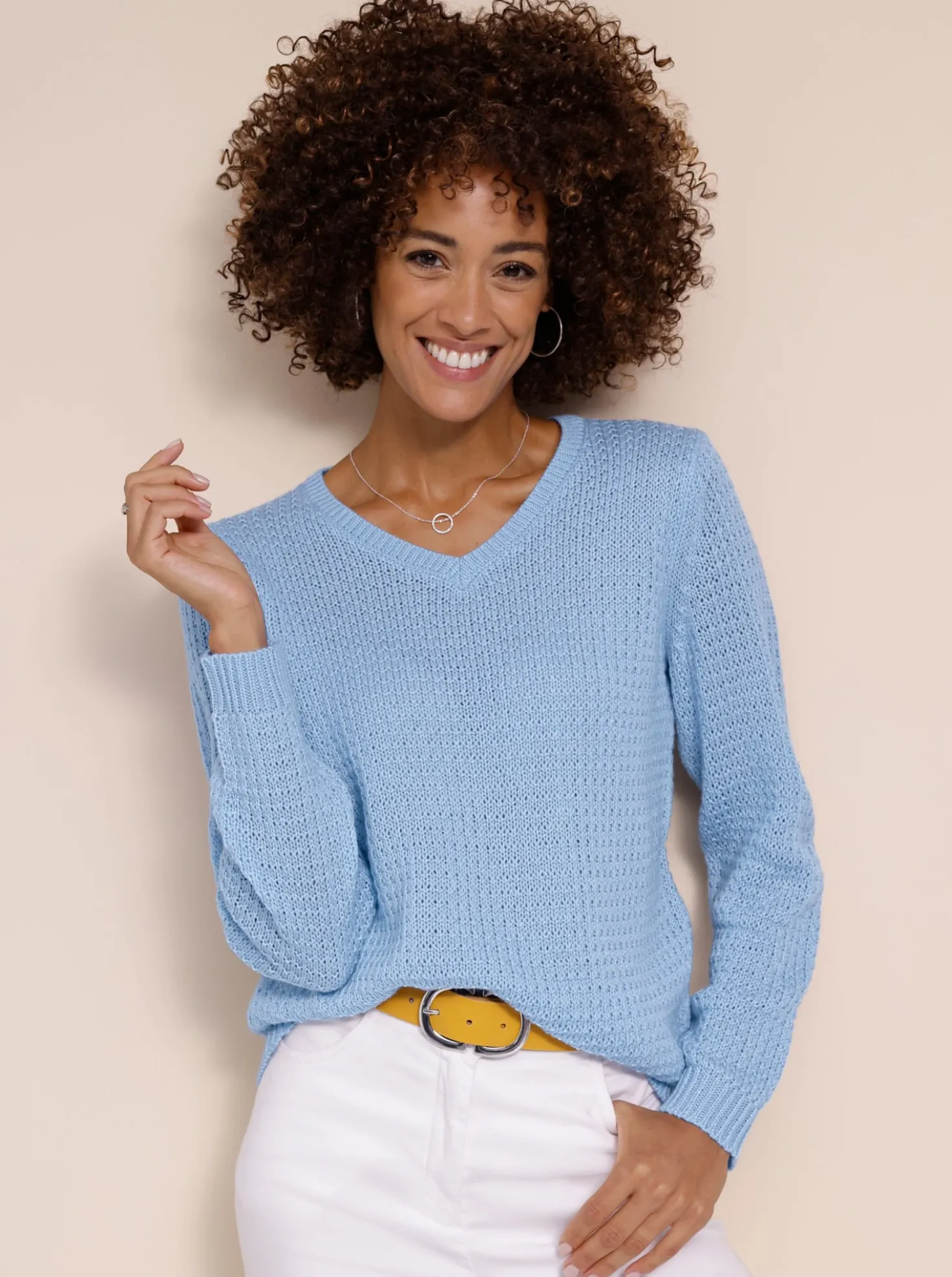 Langarm-Pullover mit Struktur-Strickmuster