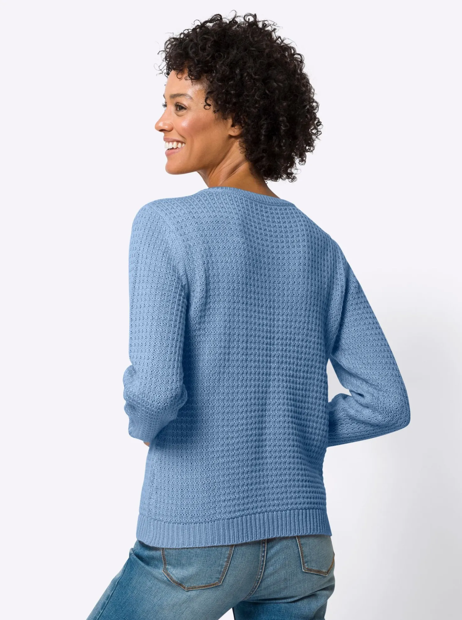 Langarm-Pullover mit Struktur-Strickmuster
