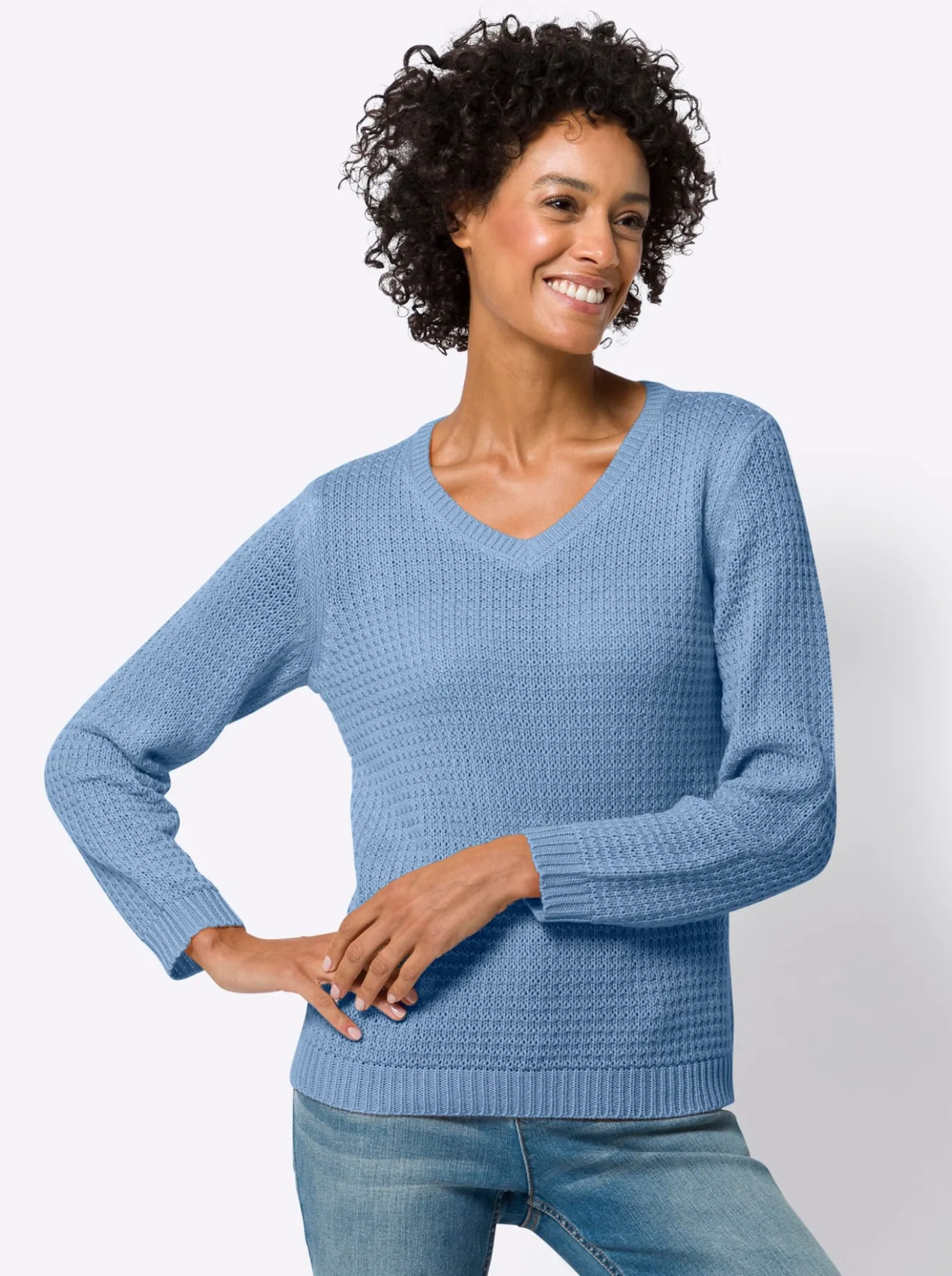 Langarm-Pullover mit Struktur-Strickmuster